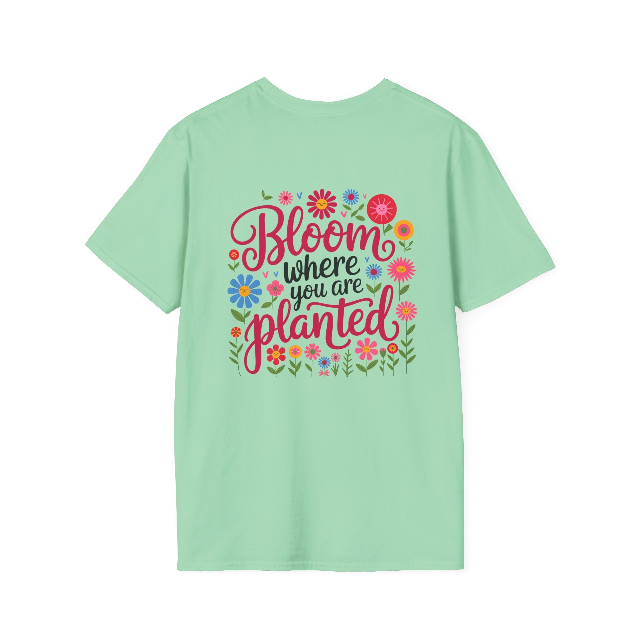 T-Shirt — 'Sunshine and Serendipity' Minimal Floral Chest Logo Tee