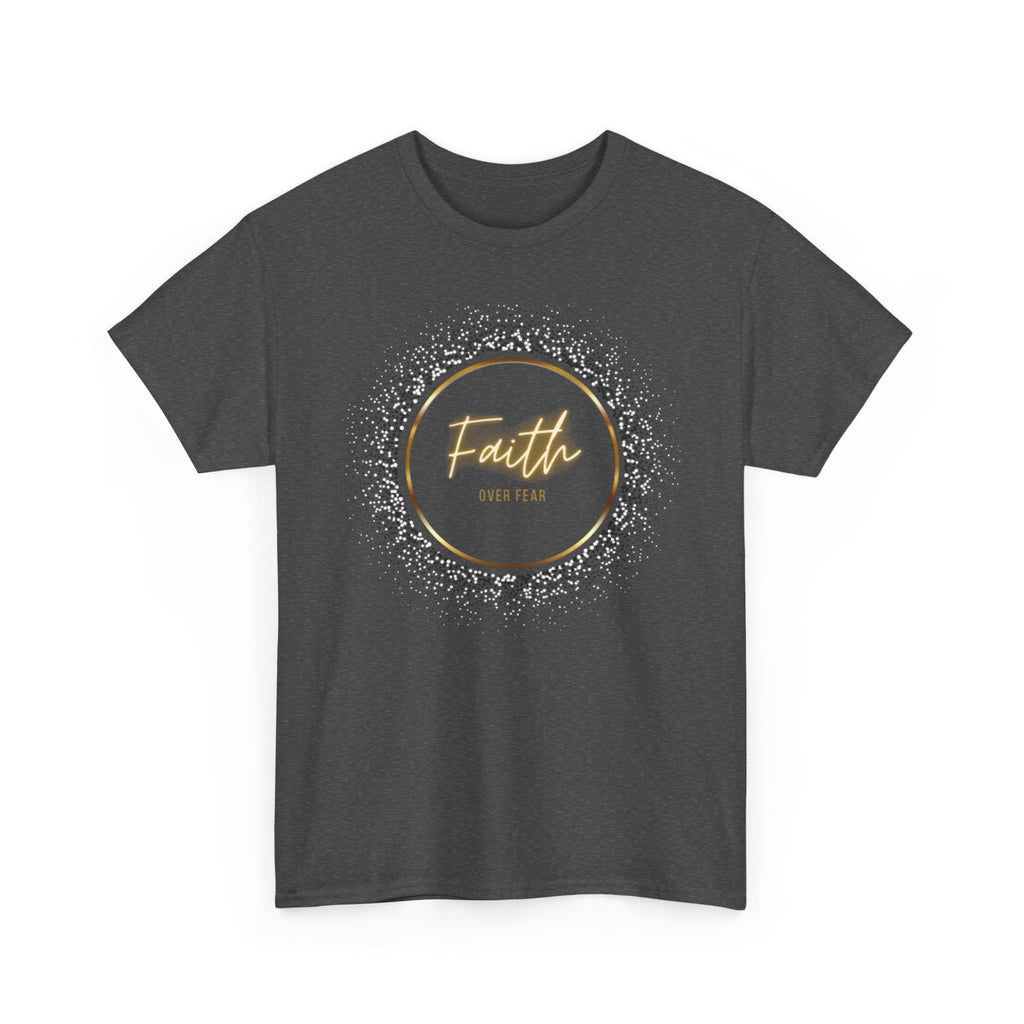 Friendship Circle Graphic Tee- 'Faith Over Fear' Gold Script Floral Badge