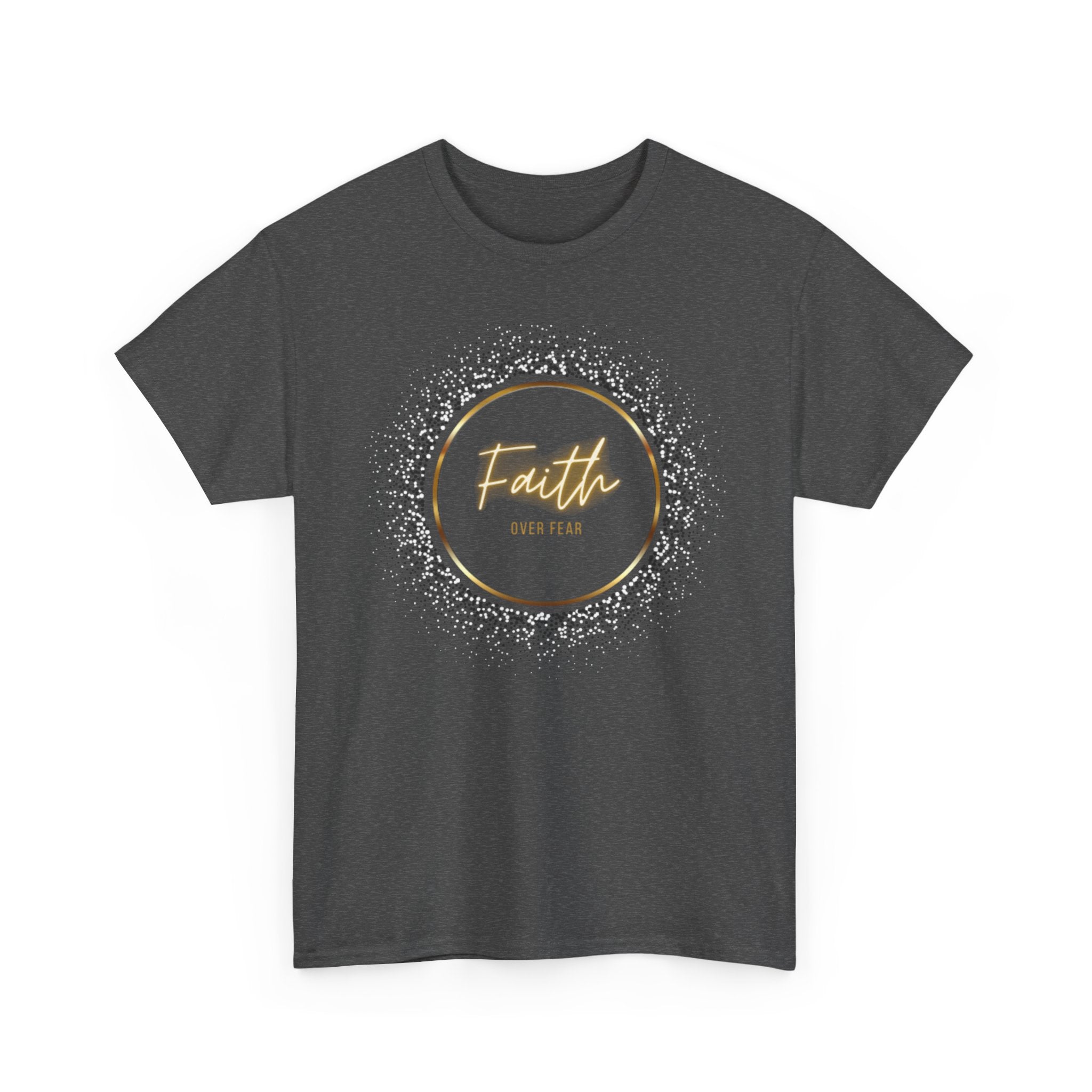 Friendship Circle Graphic Tee- 'Faith Over Fear' Gold Script Floral Badge