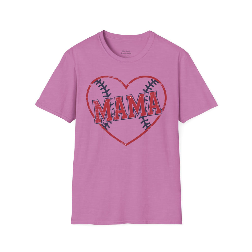 Mama Baseball T-Shirt — Heart Baseball Mom Tee