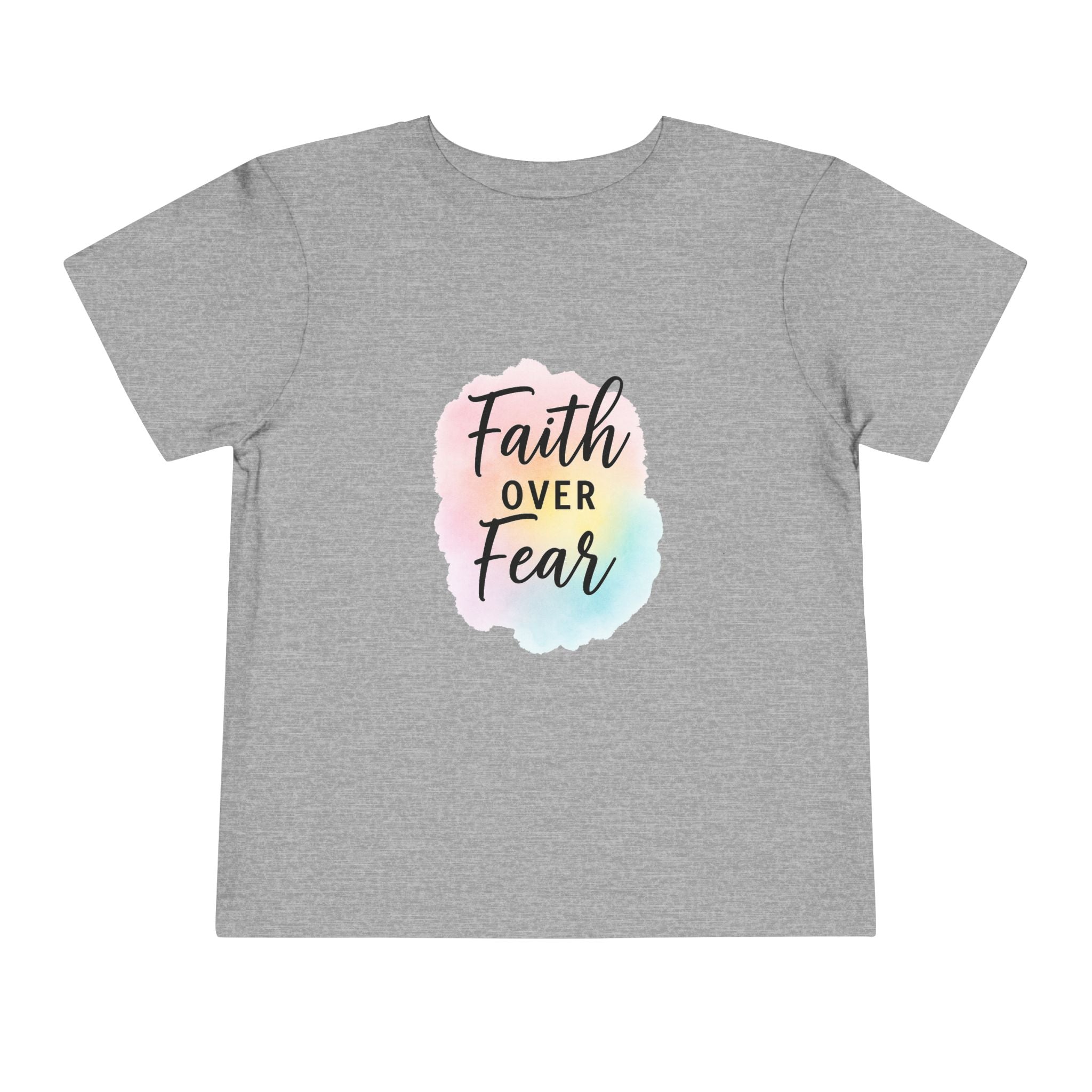 Faith Over Fear Toddler Tee — Pastel Watercolor Inspirational Kids Shirt