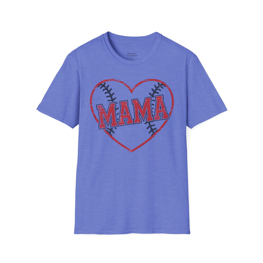 Mama Baseball T-Shirt — Heart Baseball Mom Tee
