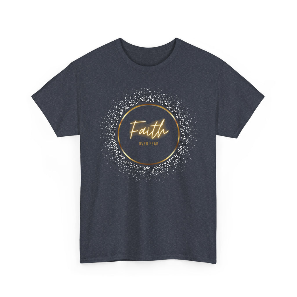 Friendship Circle Graphic Tee- 'Faith Over Fear' Gold Script Floral Badge