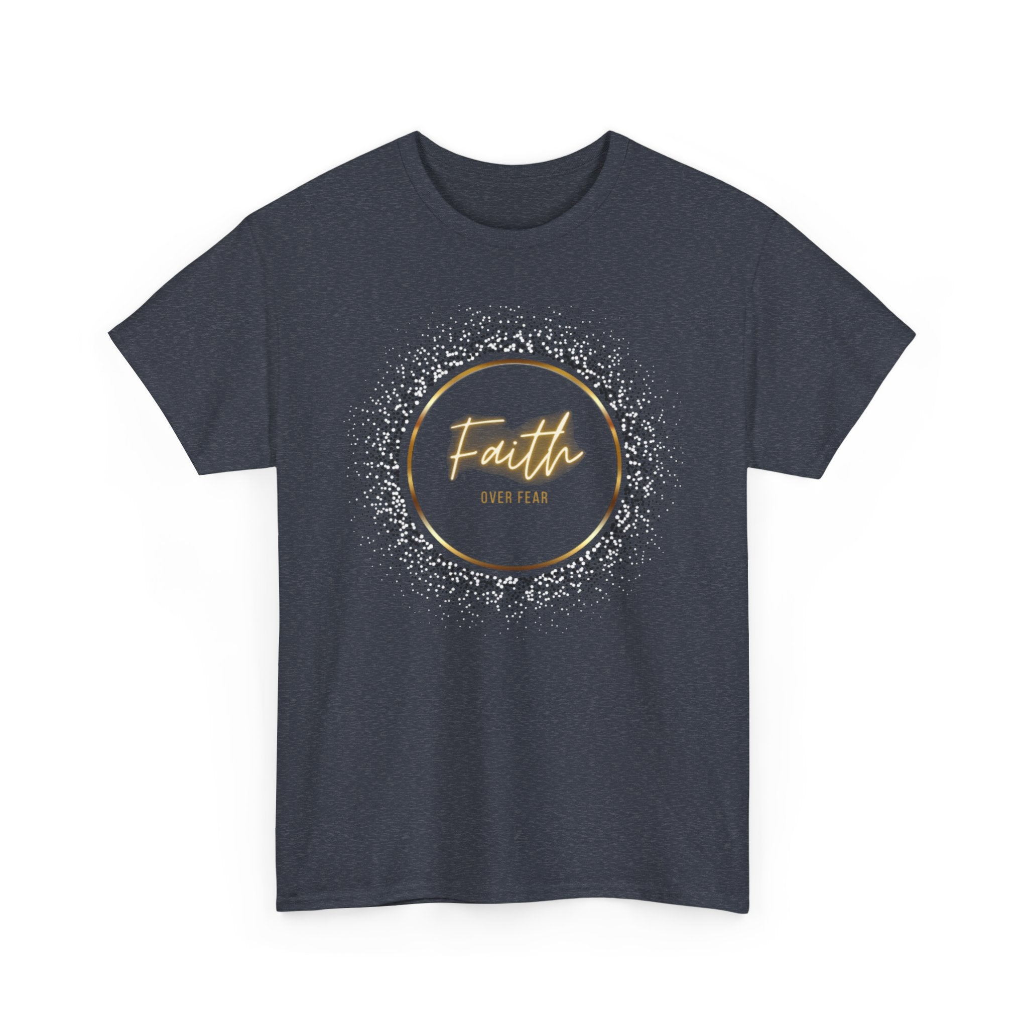Friendship Circle Graphic Tee- 'Faith Over Fear' Gold Script Floral Badge