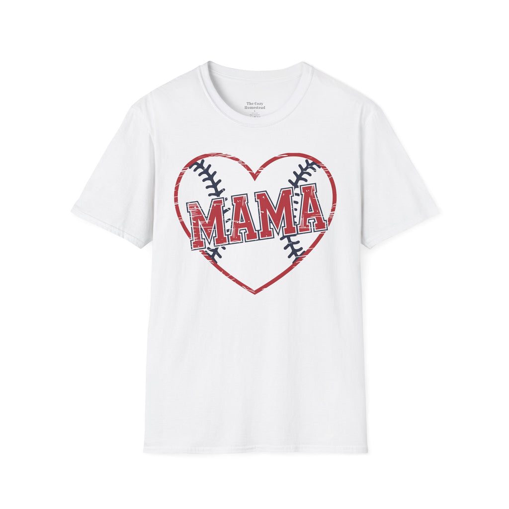 Mama Baseball T-Shirt — Heart Baseball Mom Tee