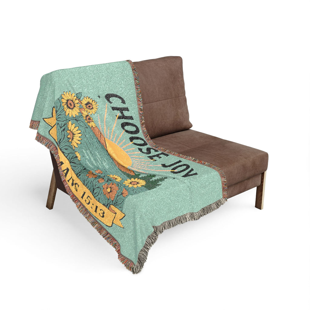 Choose Joy Woven Blanket — Romans 15:13 Sunflower Tapestry Throw