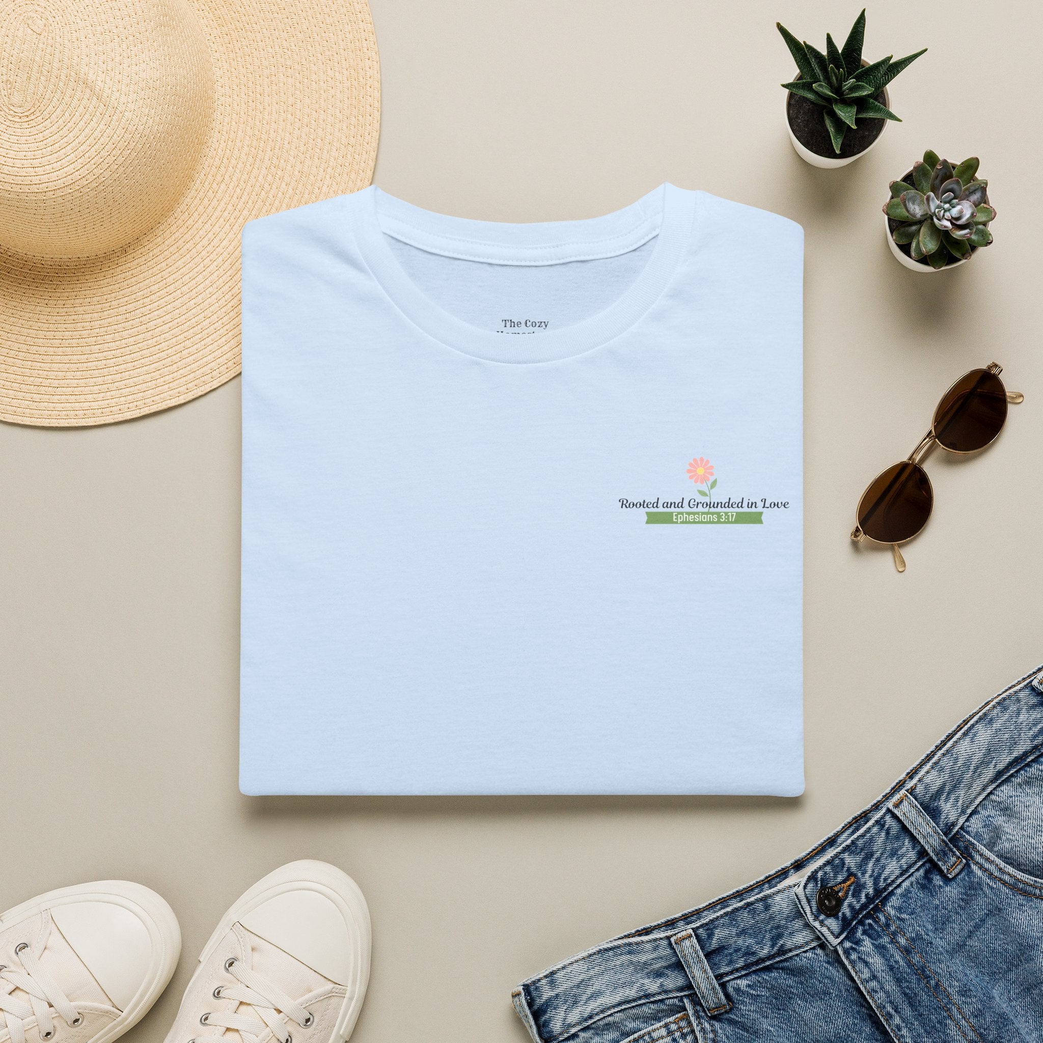 T-Shirt — 'Sunshine and Serendipity' Minimal Floral Chest Logo Tee