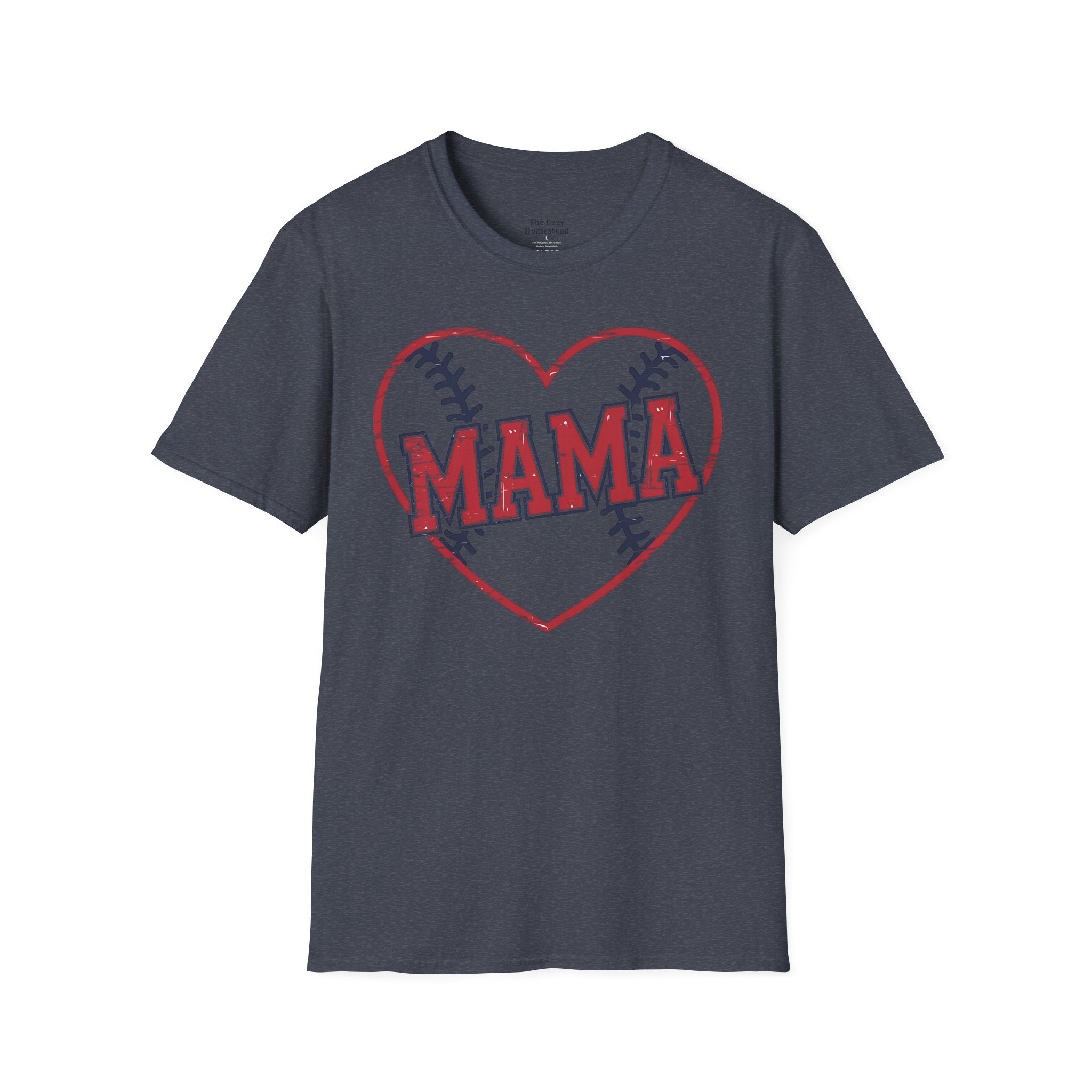 Mama Baseball T-Shirt — Heart Baseball Mom Tee