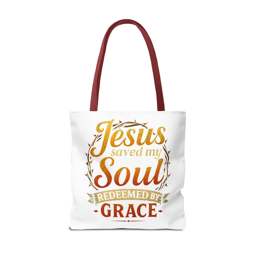 Canvas Tote Bag — "Jesus Saved My Soul, Redeemed by Grace"