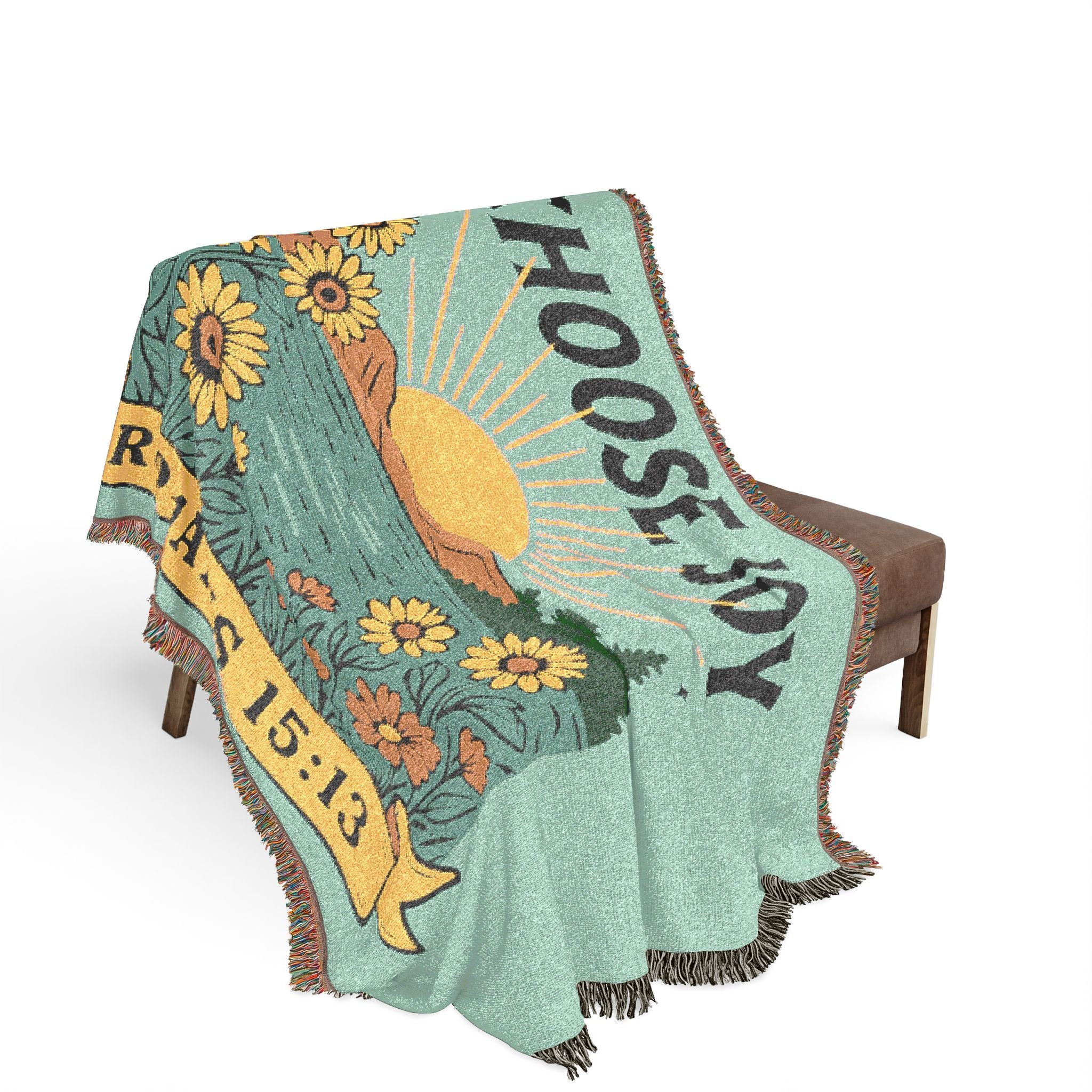 Choose Joy Woven Blanket — Romans 15:13 Sunflower Tapestry Throw