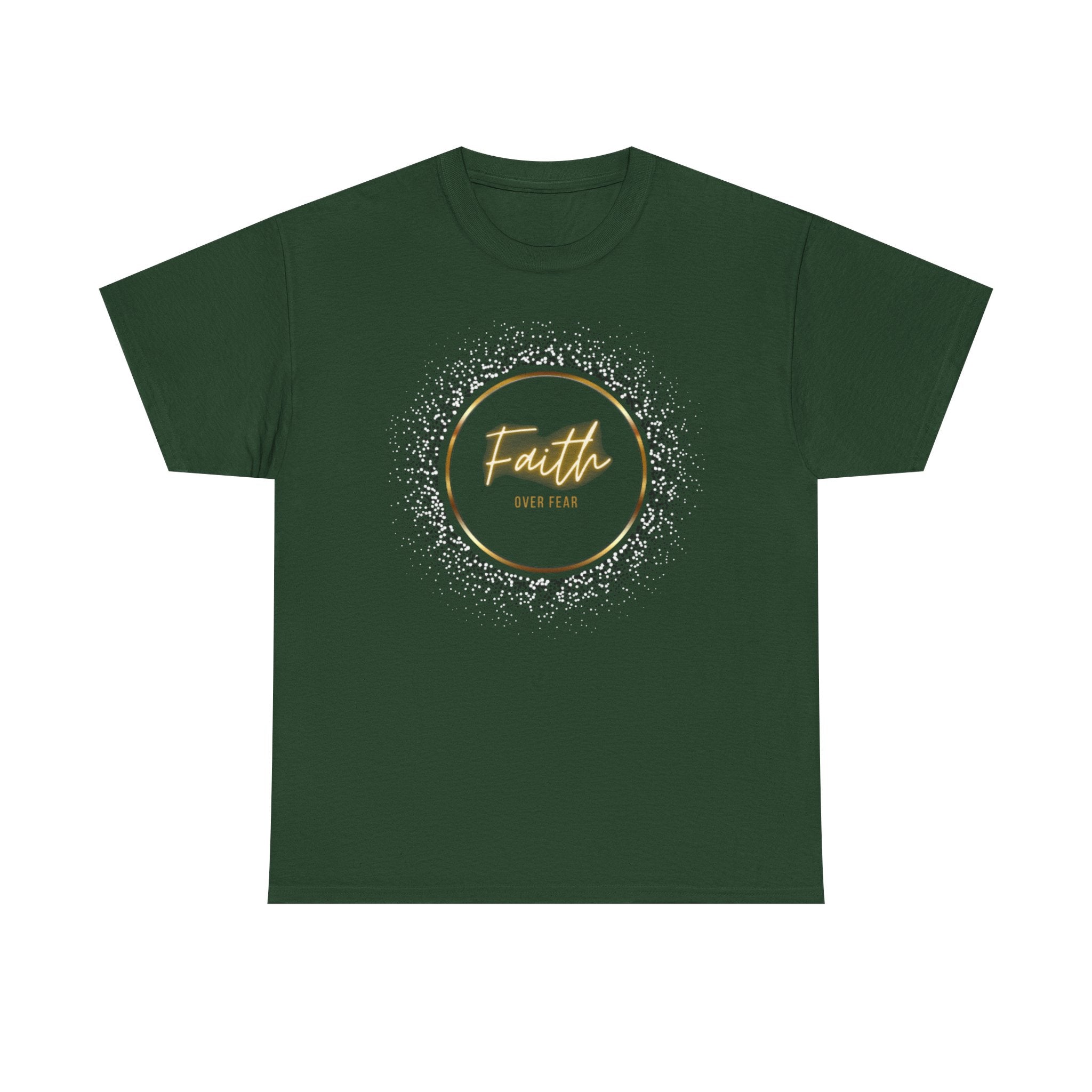 Friendship Circle Graphic Tee- 'Faith Over Fear' Gold Script Floral Badge