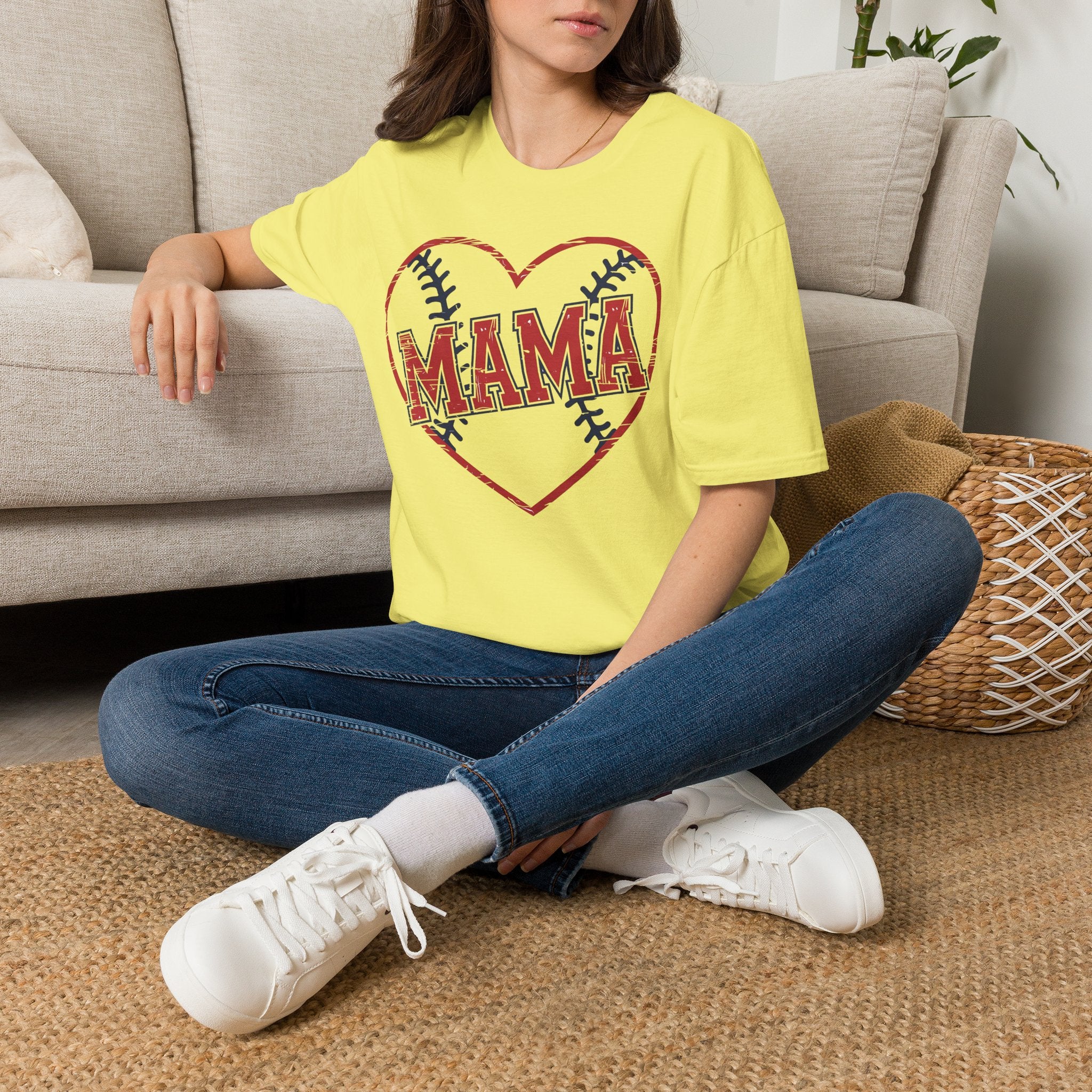 Mama Baseball T-Shirt — Heart Baseball Mom Tee