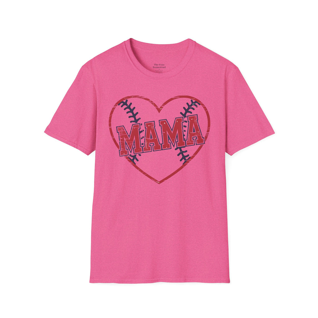 Mama Baseball T-Shirt — Heart Baseball Mom Tee