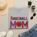 Baseball Mom T-Shirt — Floral Sunflower & Plaid Lettering