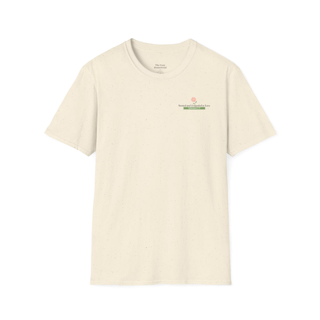 T-Shirt — 'Sunshine and Serendipity' Minimal Floral Chest Logo Tee