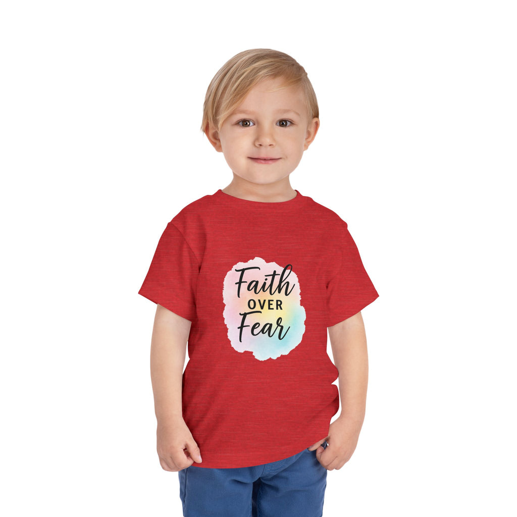 Faith Over Fear Toddler Tee — Pastel Watercolor Inspirational Kids Shirt