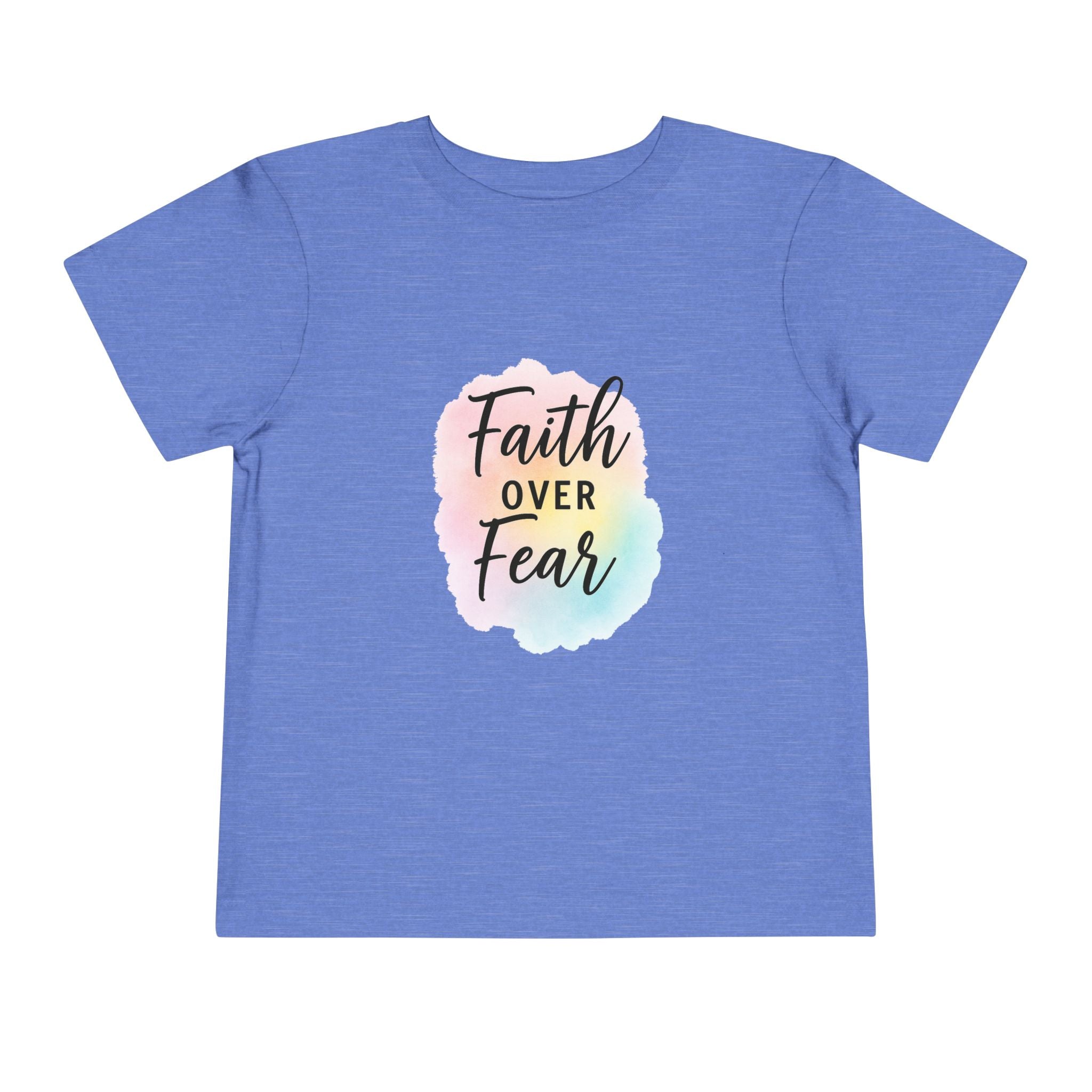 Faith Over Fear Toddler Tee — Pastel Watercolor Inspirational Kids Shirt