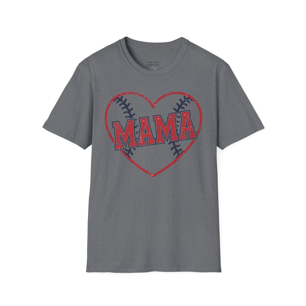Mama Baseball T-Shirt — Heart Baseball Mom Tee