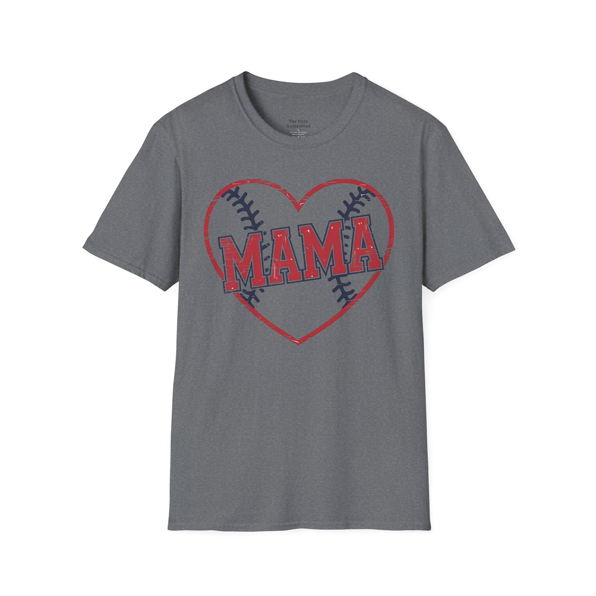 Mama Baseball T-Shirt — Heart Baseball Mom Tee