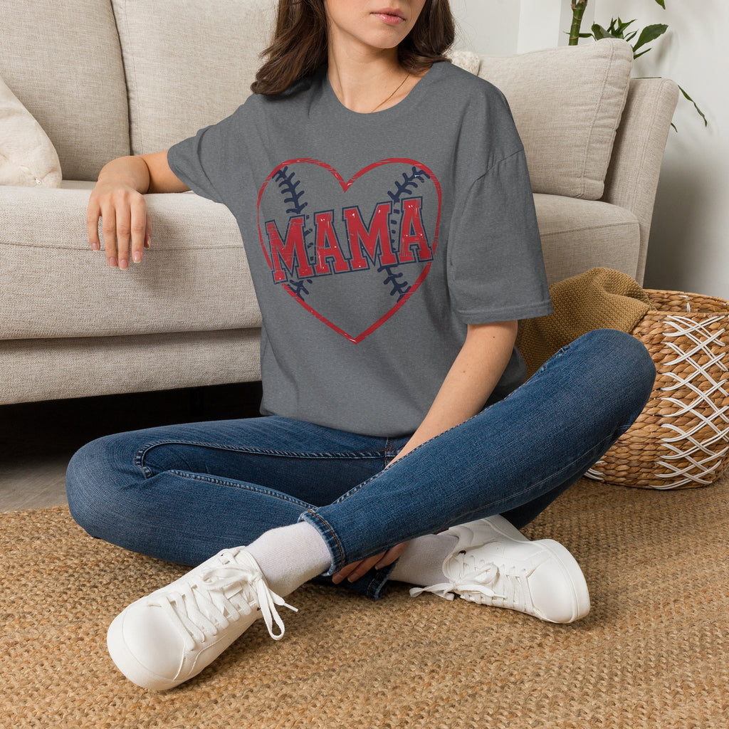 Mama Baseball T-Shirt — Heart Baseball Mom Tee