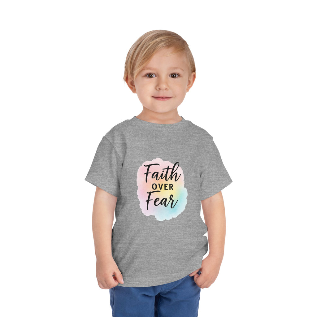 Faith Over Fear Toddler Tee — Pastel Watercolor Inspirational Kids Shirt