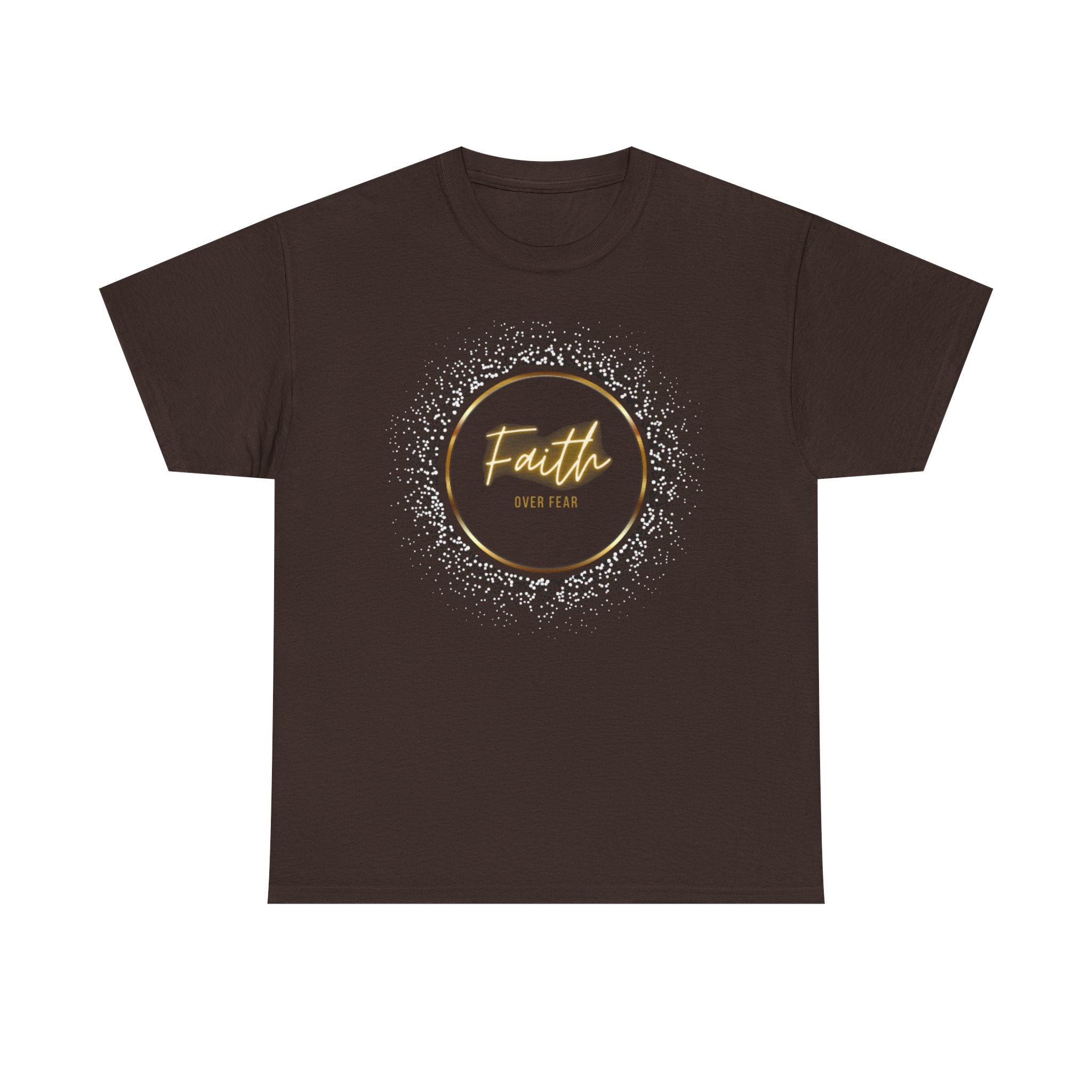 Friendship Circle Graphic Tee- 'Faith Over Fear' Gold Script Floral Badge