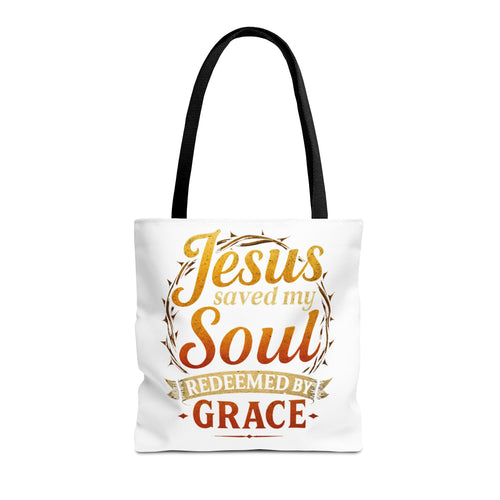 Canvas Tote Bag — "Jesus Saved My Soul, Redeemed by Grace"