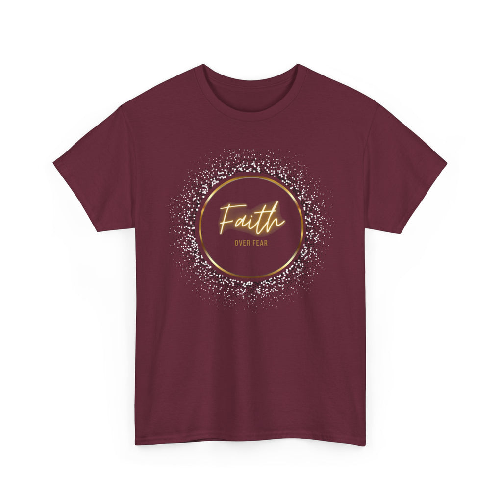 Friendship Circle Graphic Tee- 'Faith Over Fear' Gold Script Floral Badge