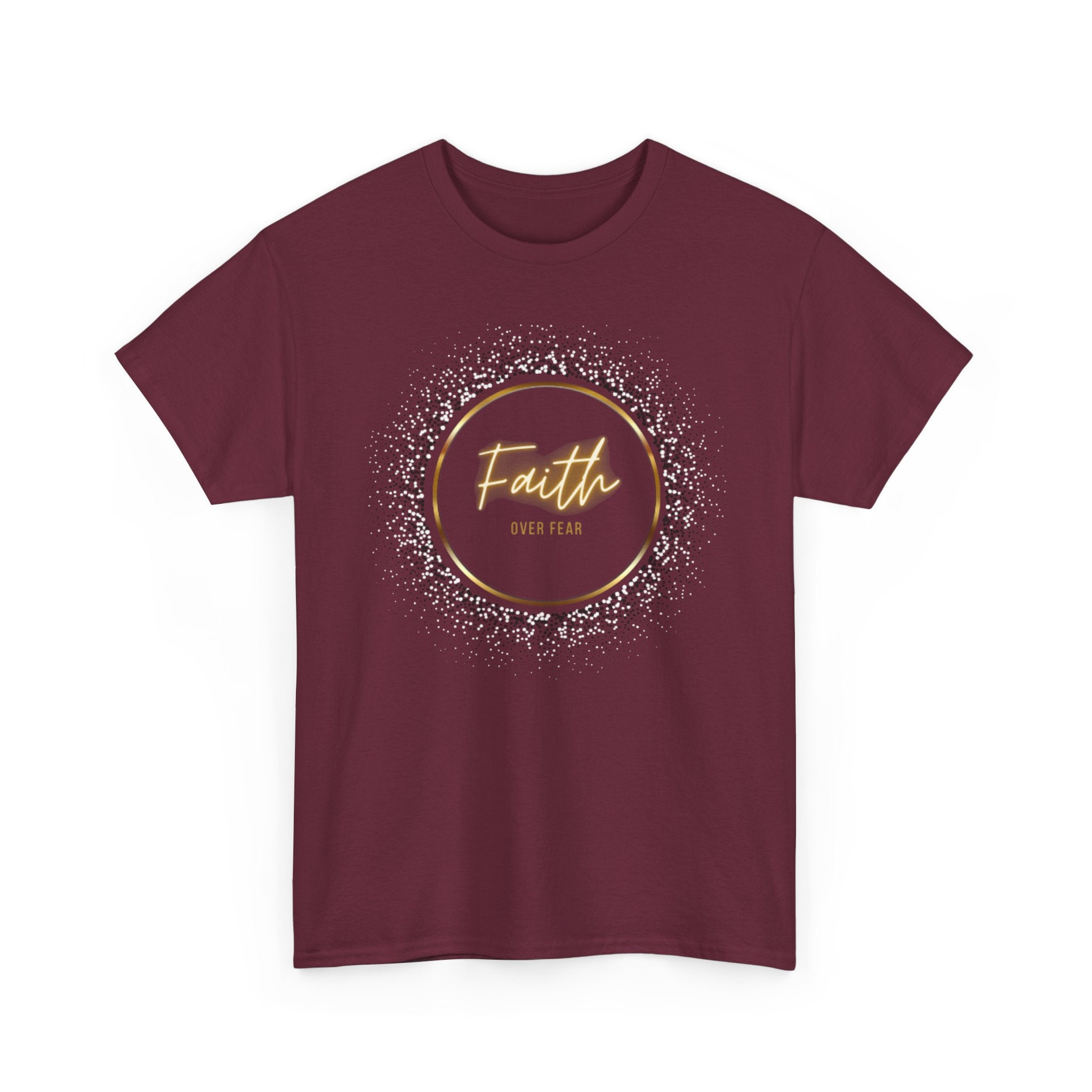 Friendship Circle Graphic Tee- 'Faith Over Fear' Gold Script Floral Badge