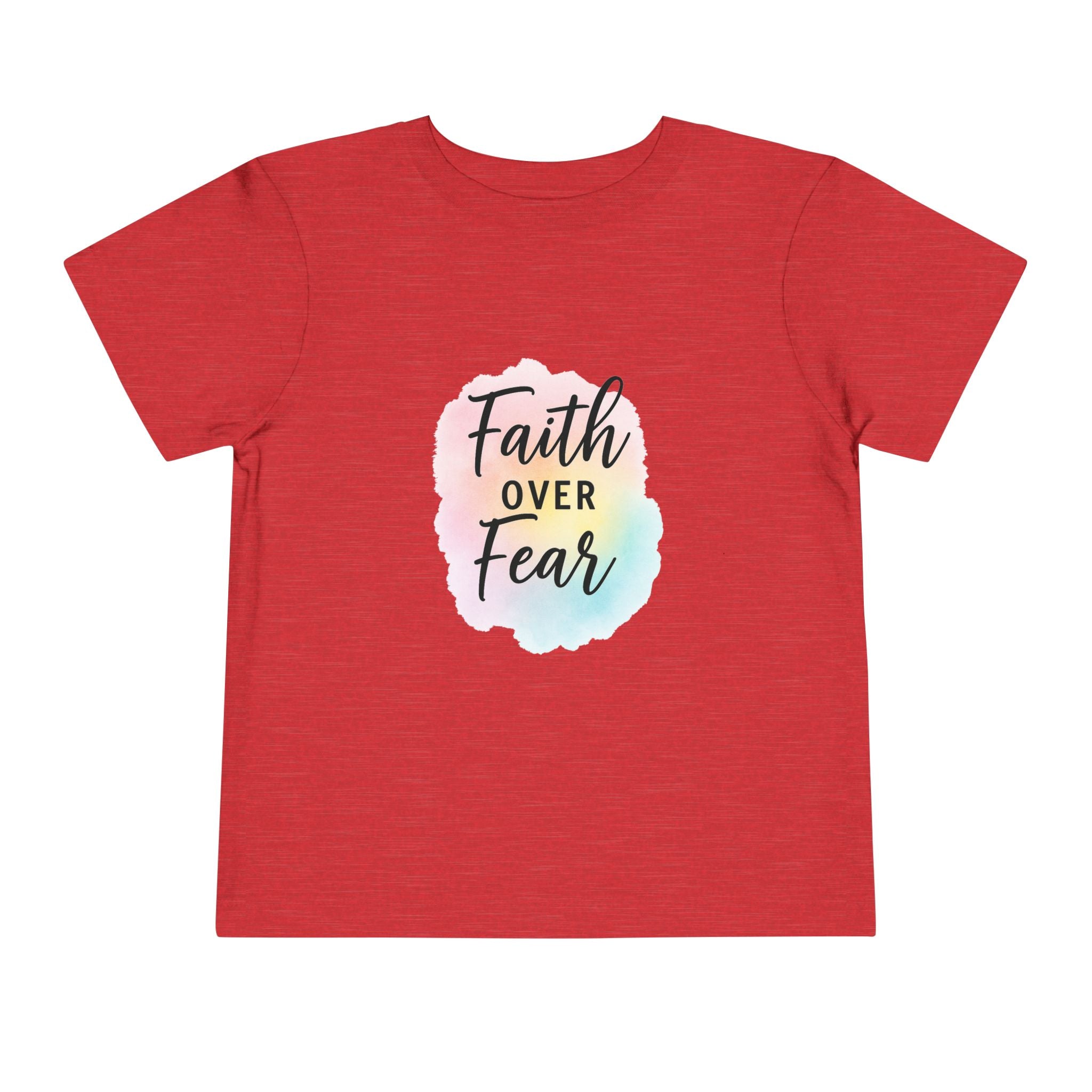 Faith Over Fear Toddler Tee — Pastel Watercolor Inspirational Kids Shirt