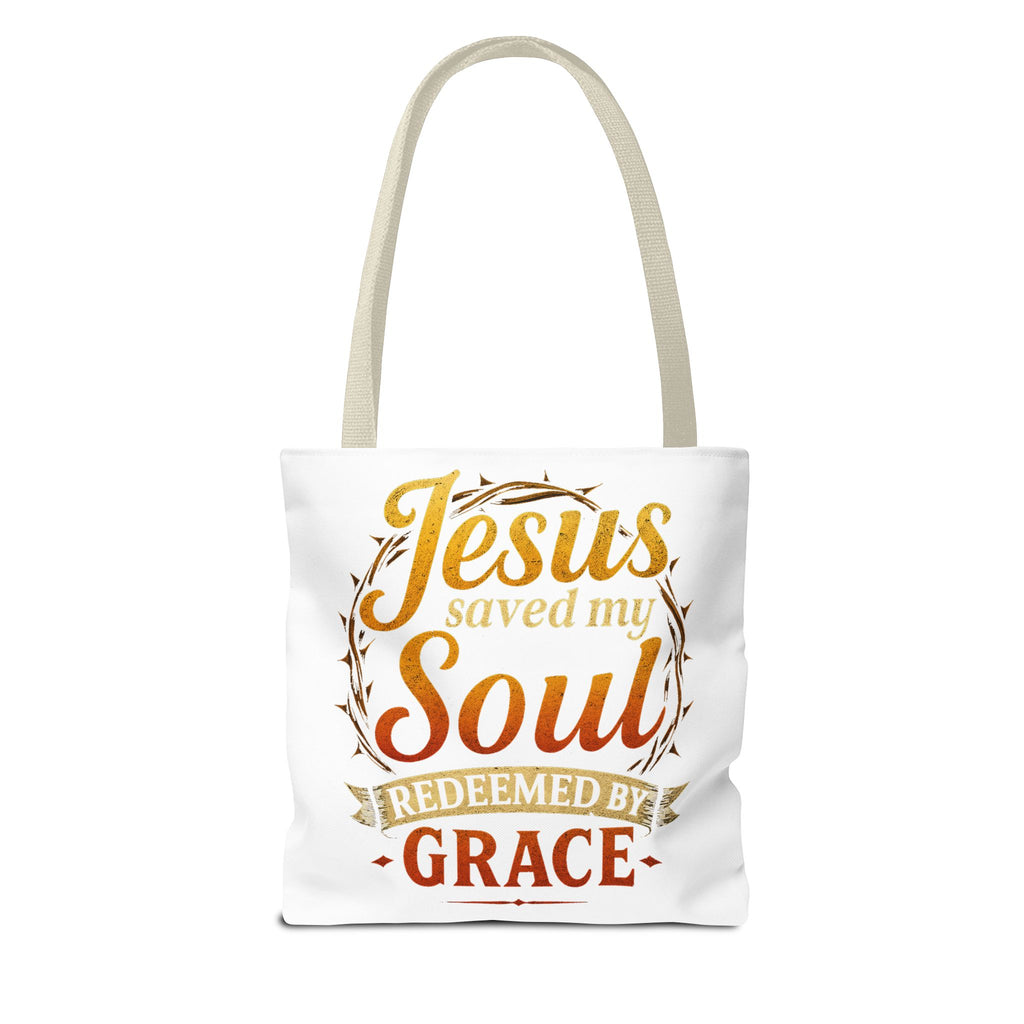 Canvas Tote Bag — "Jesus Saved My Soul, Redeemed by Grace"