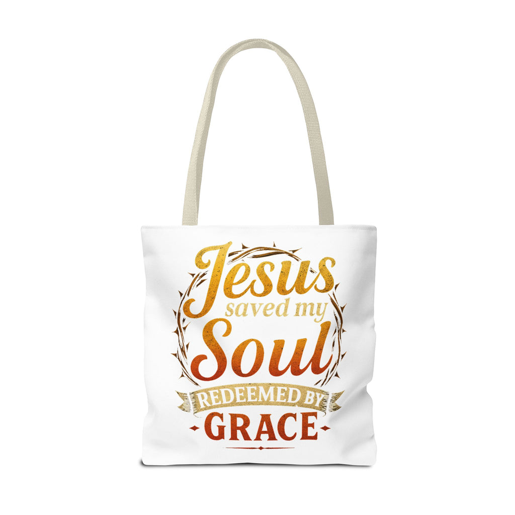 Canvas Tote Bag — "Jesus Saved My Soul, Redeemed by Grace"