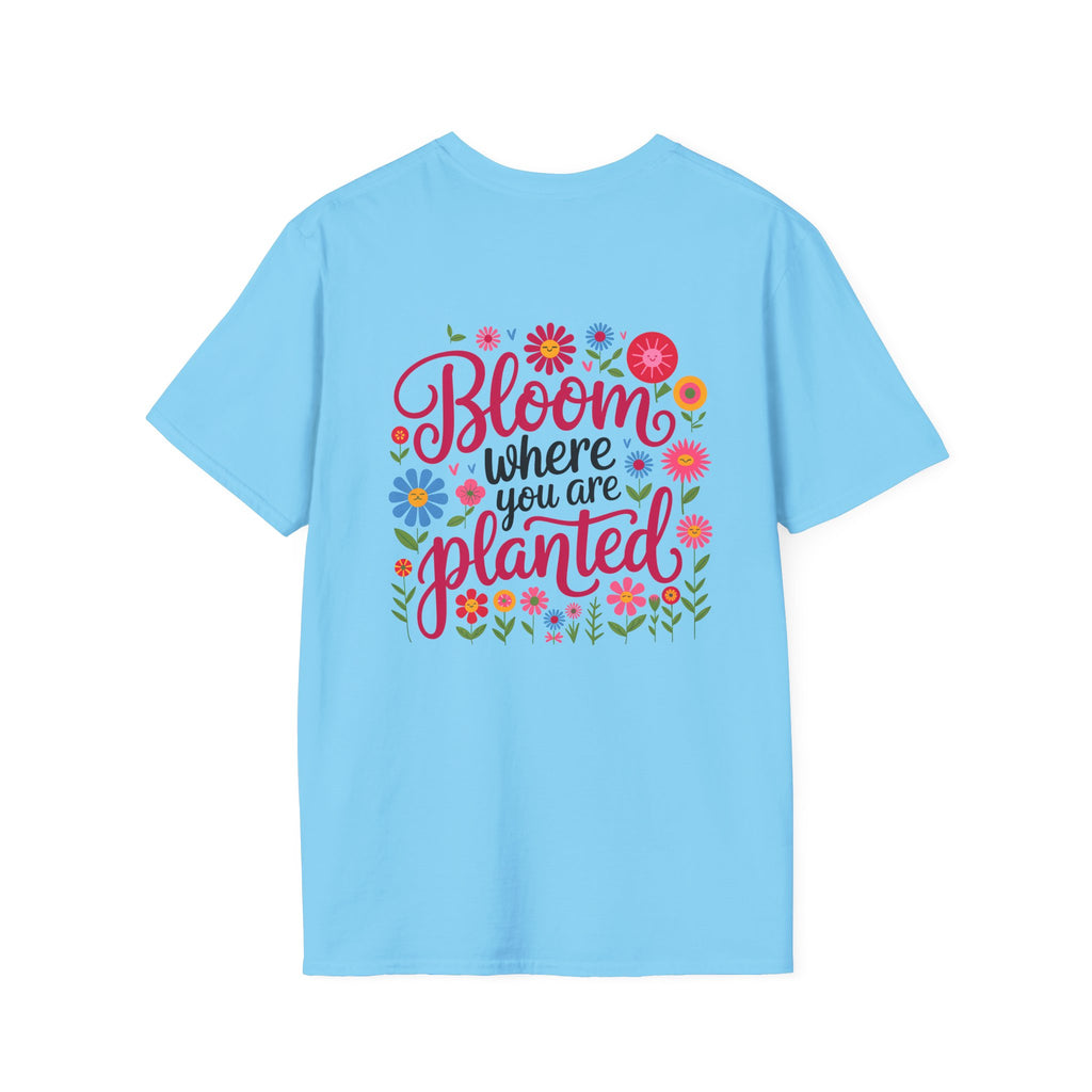 T-Shirt — 'Sunshine and Serendipity' Minimal Floral Chest Logo Tee