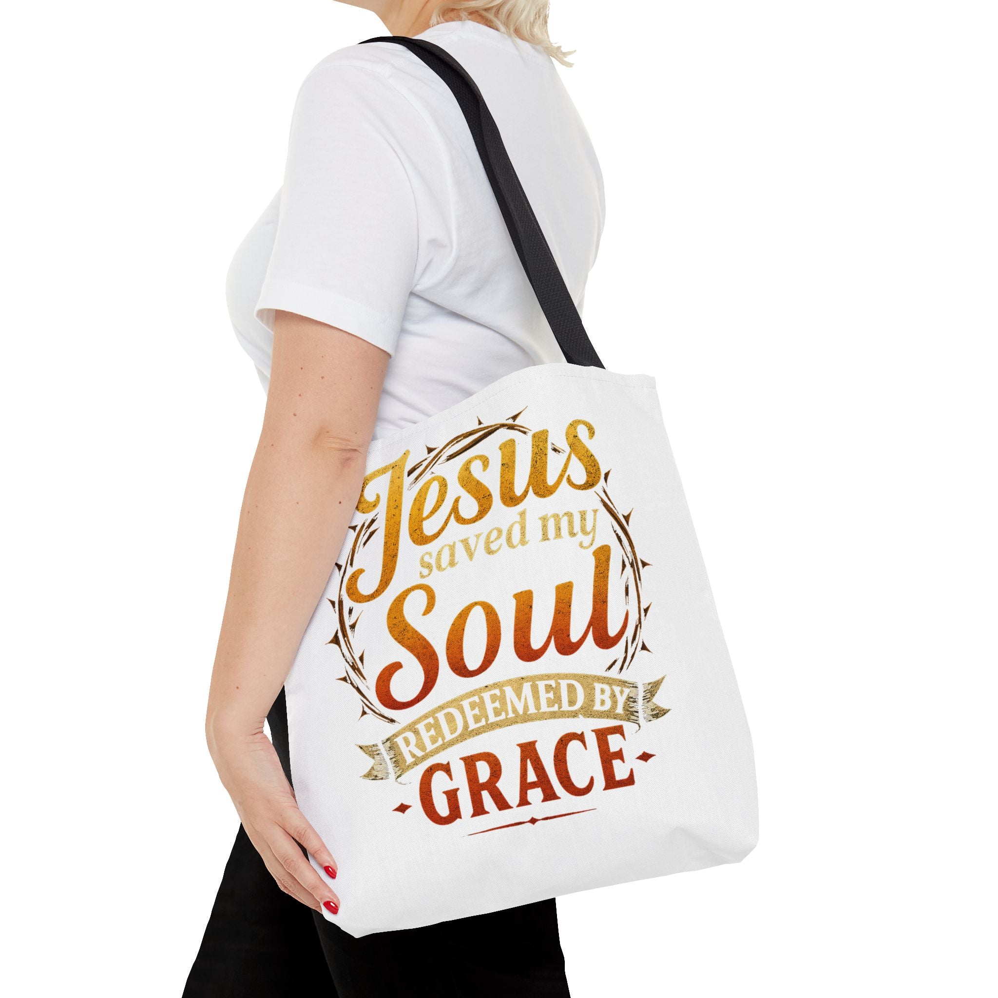 Canvas Tote Bag — "Jesus Saved My Soul, Redeemed by Grace"