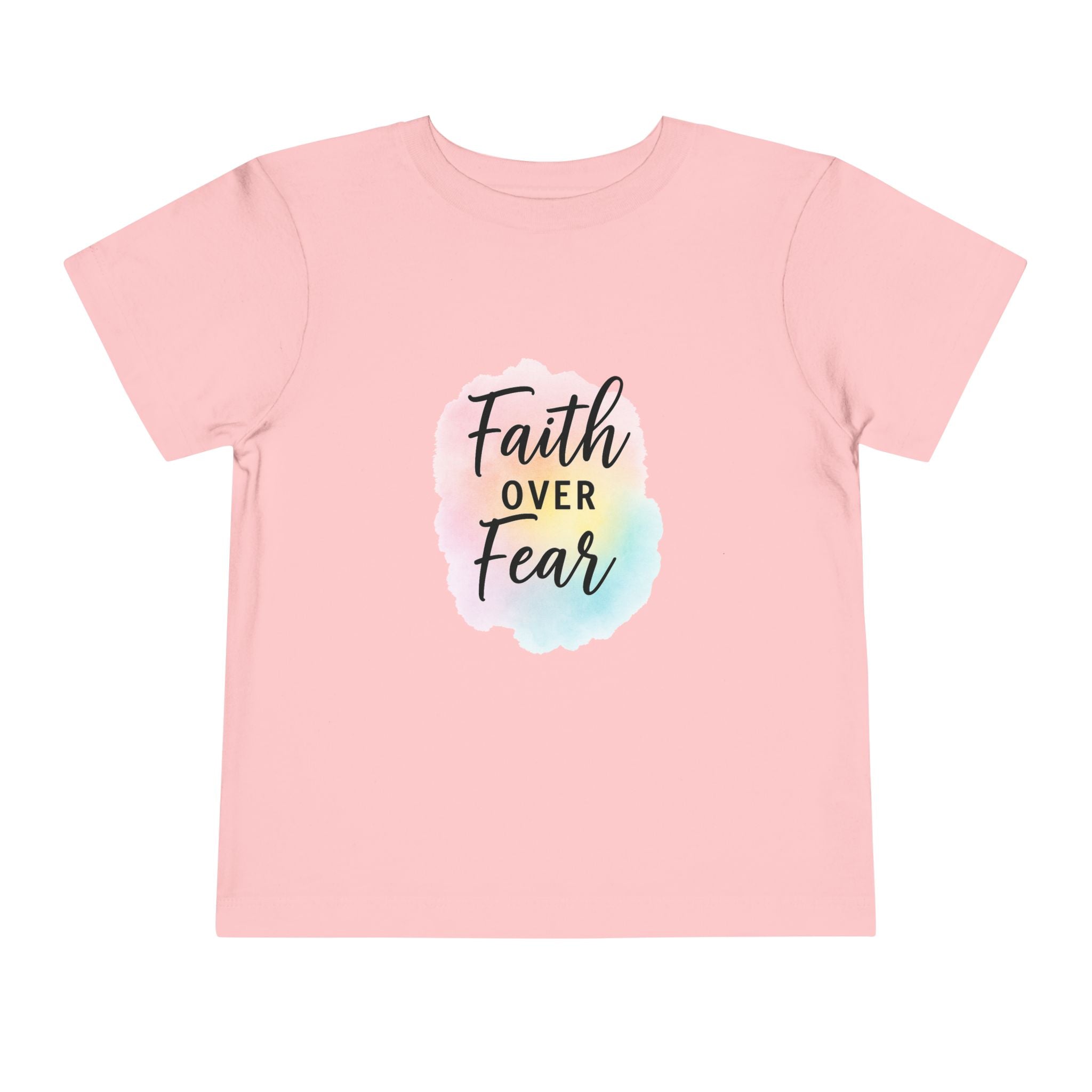 Faith Over Fear Toddler Tee — Pastel Watercolor Inspirational Kids Shirt