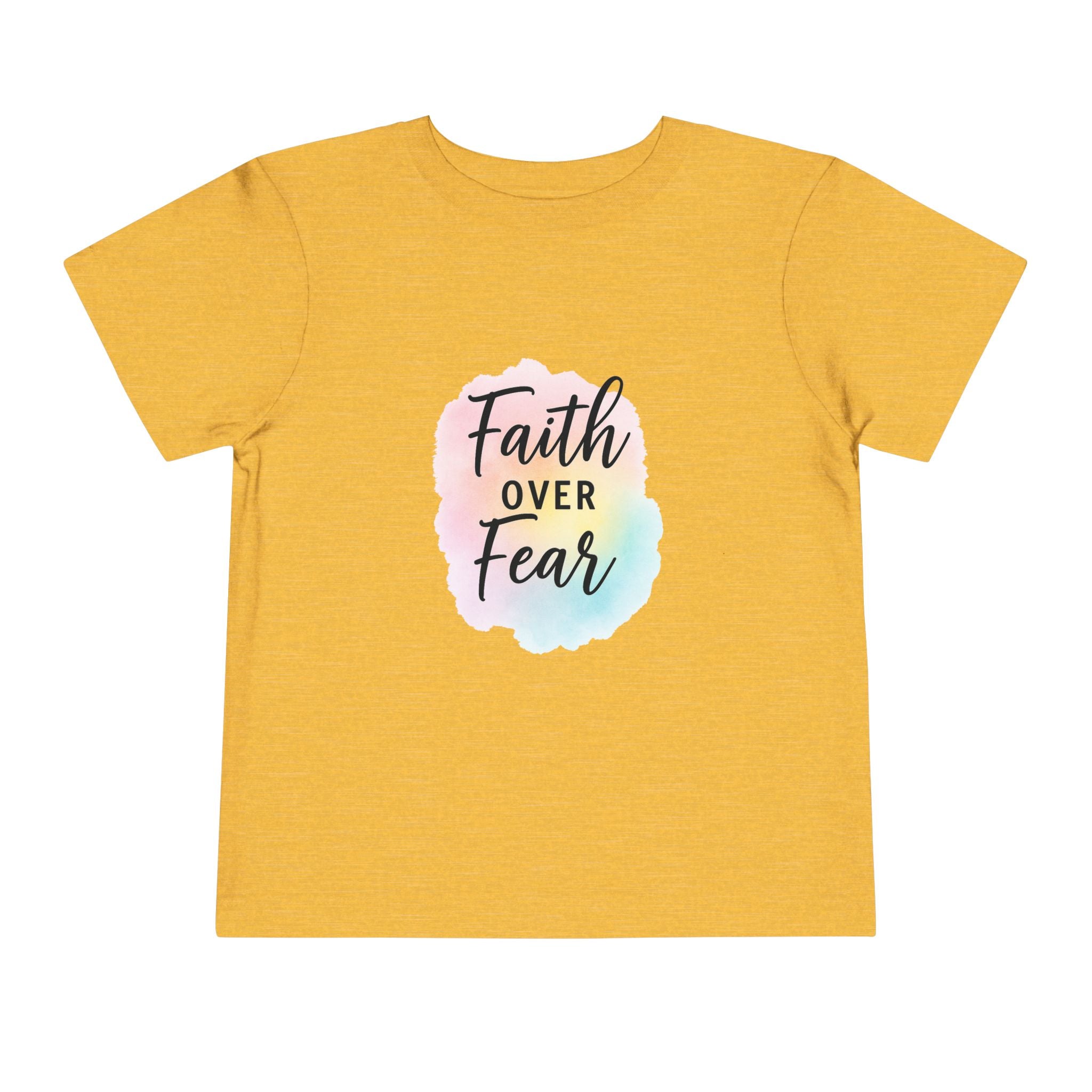 Faith Over Fear Toddler Tee — Pastel Watercolor Inspirational Kids Shirt