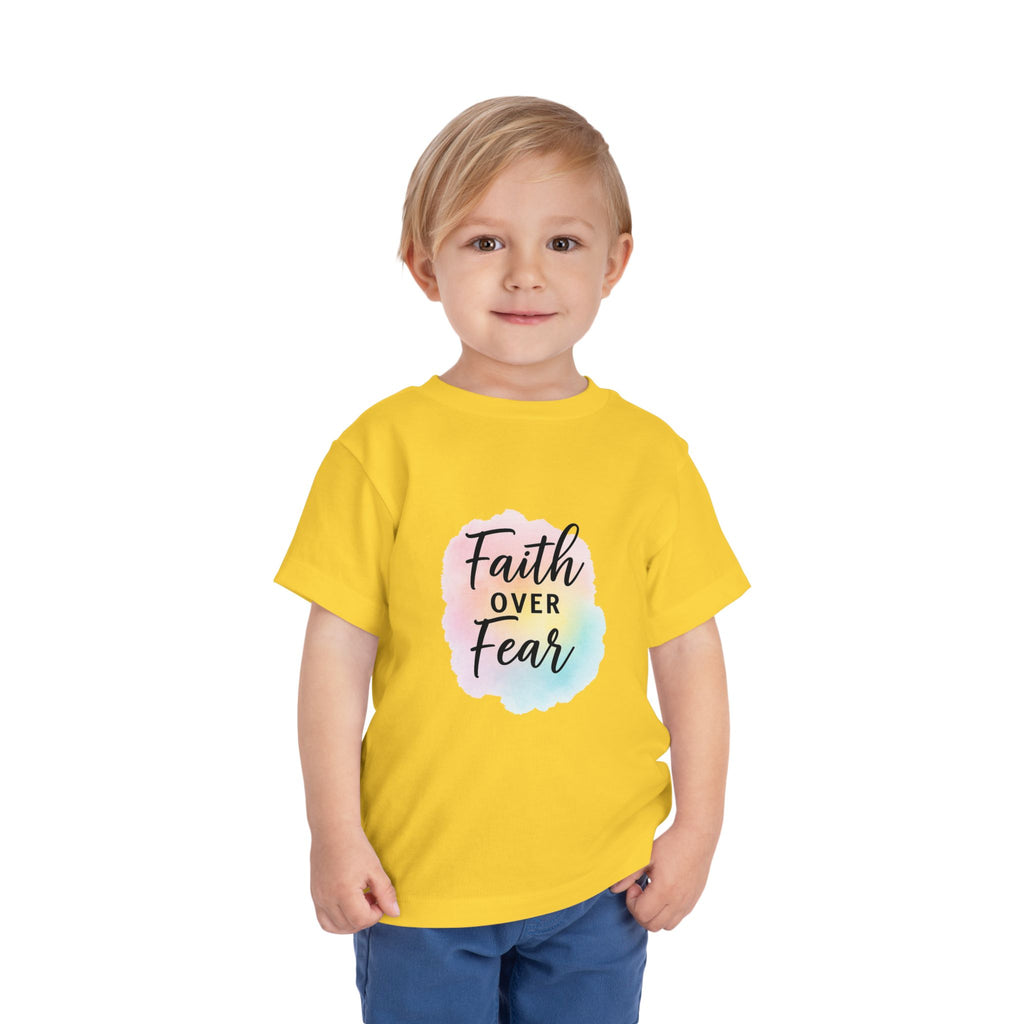 Faith Over Fear Toddler Tee — Pastel Watercolor Inspirational Kids Shirt
