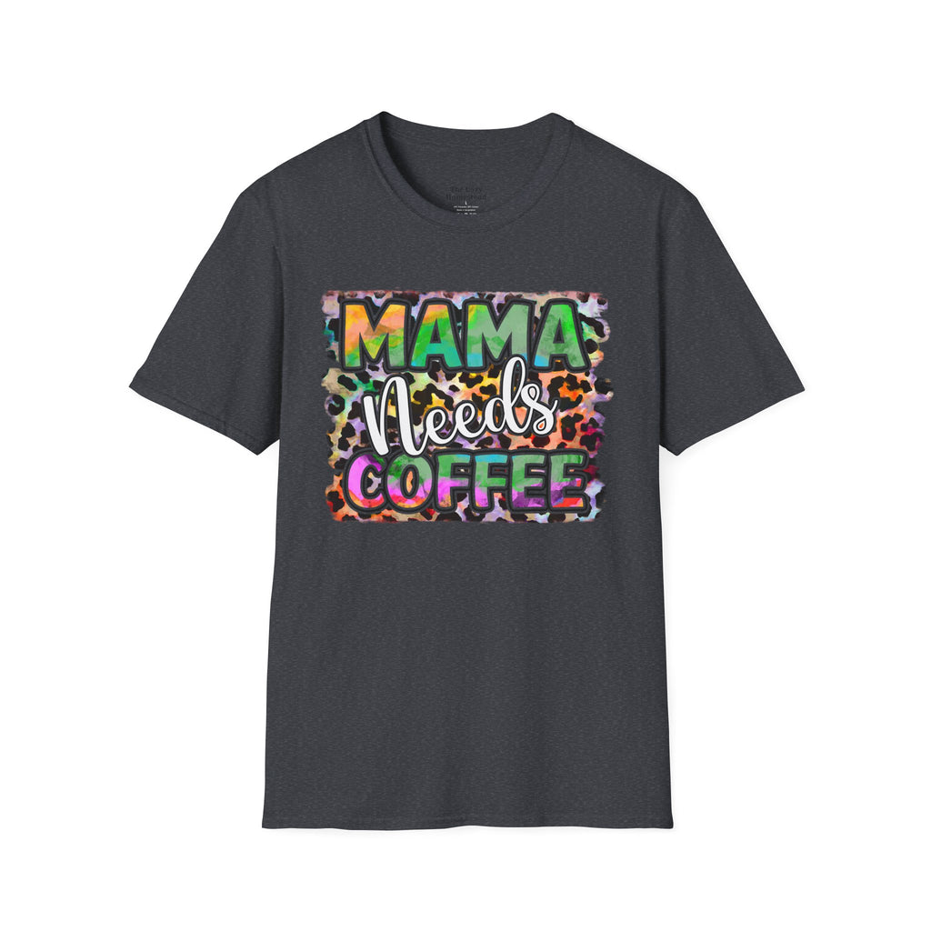 Mama Needs Coffee T-Shirt — Colorful Leopard Print Mom Coffee Tee