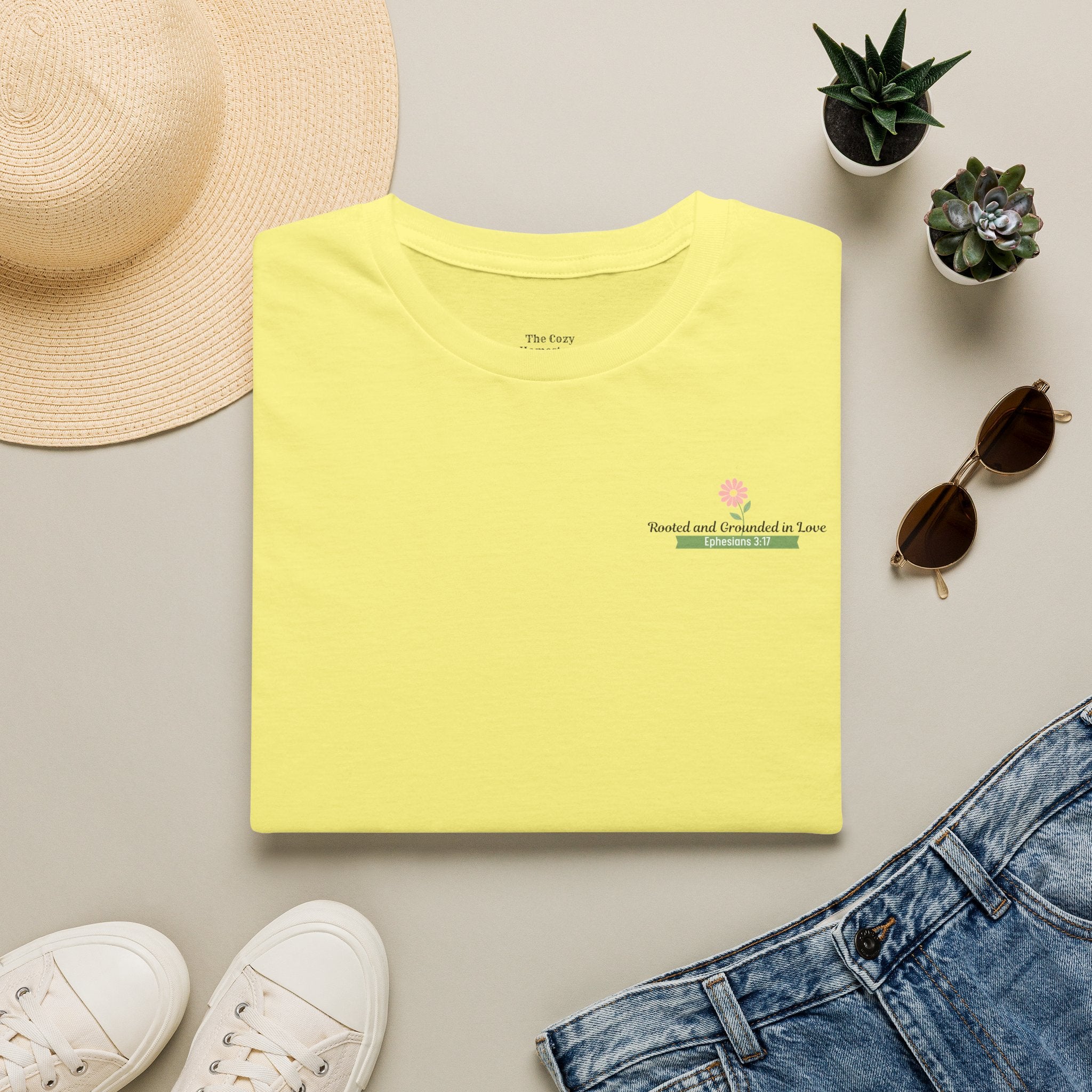 T-Shirt — 'Sunshine and Serendipity' Minimal Floral Chest Logo Tee