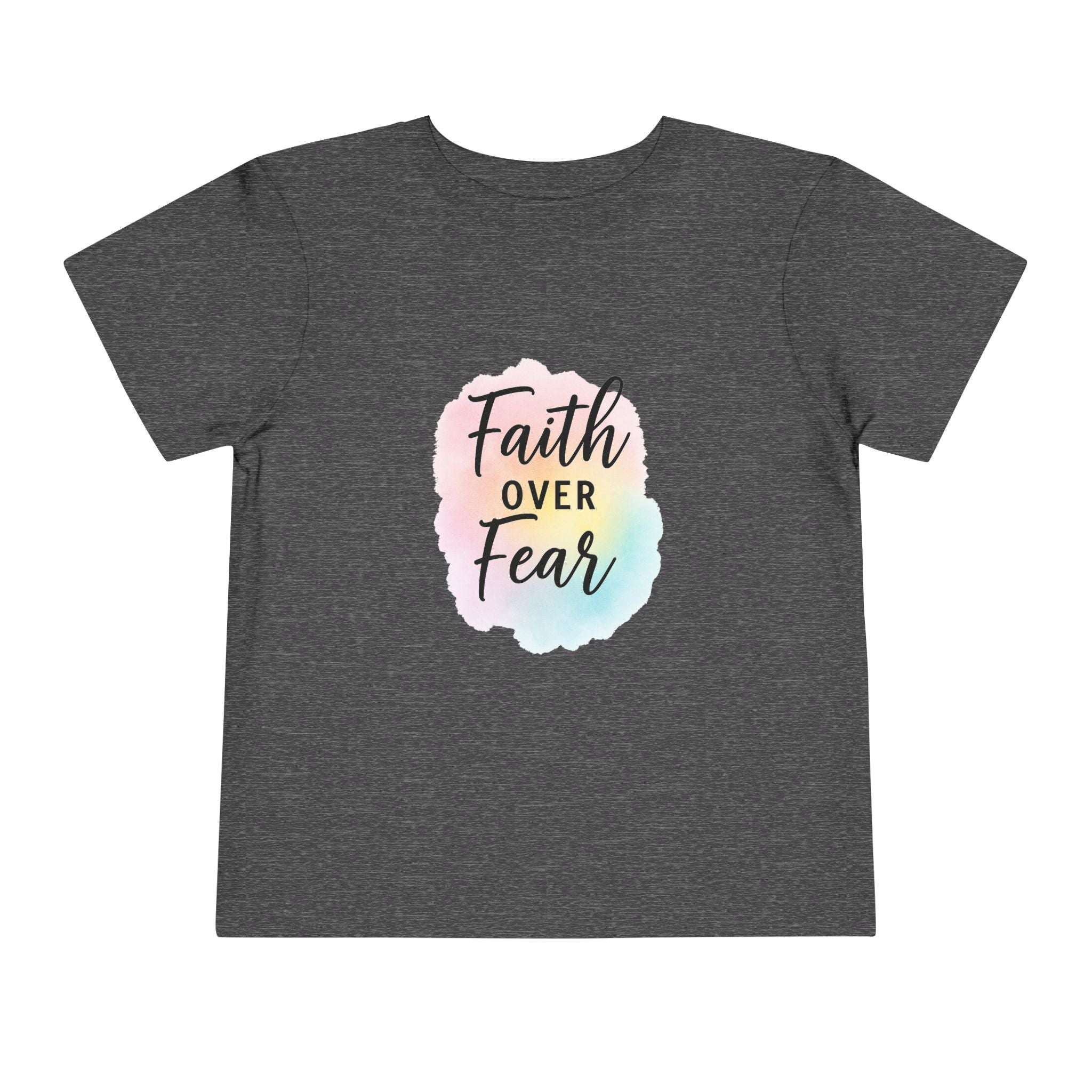 Faith Over Fear Toddler Tee — Pastel Watercolor Inspirational Kids Shirt