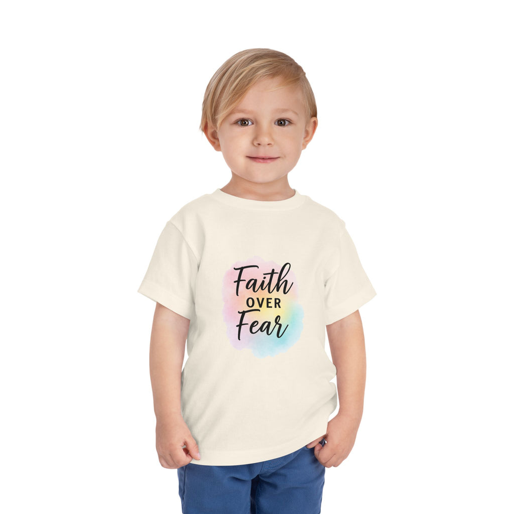 Faith Over Fear Toddler Tee — Pastel Watercolor Inspirational Kids Shirt
