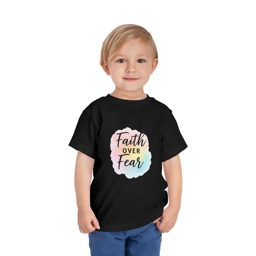 Faith Over Fear Toddler Tee — Pastel Watercolor Inspirational Kids Shirt