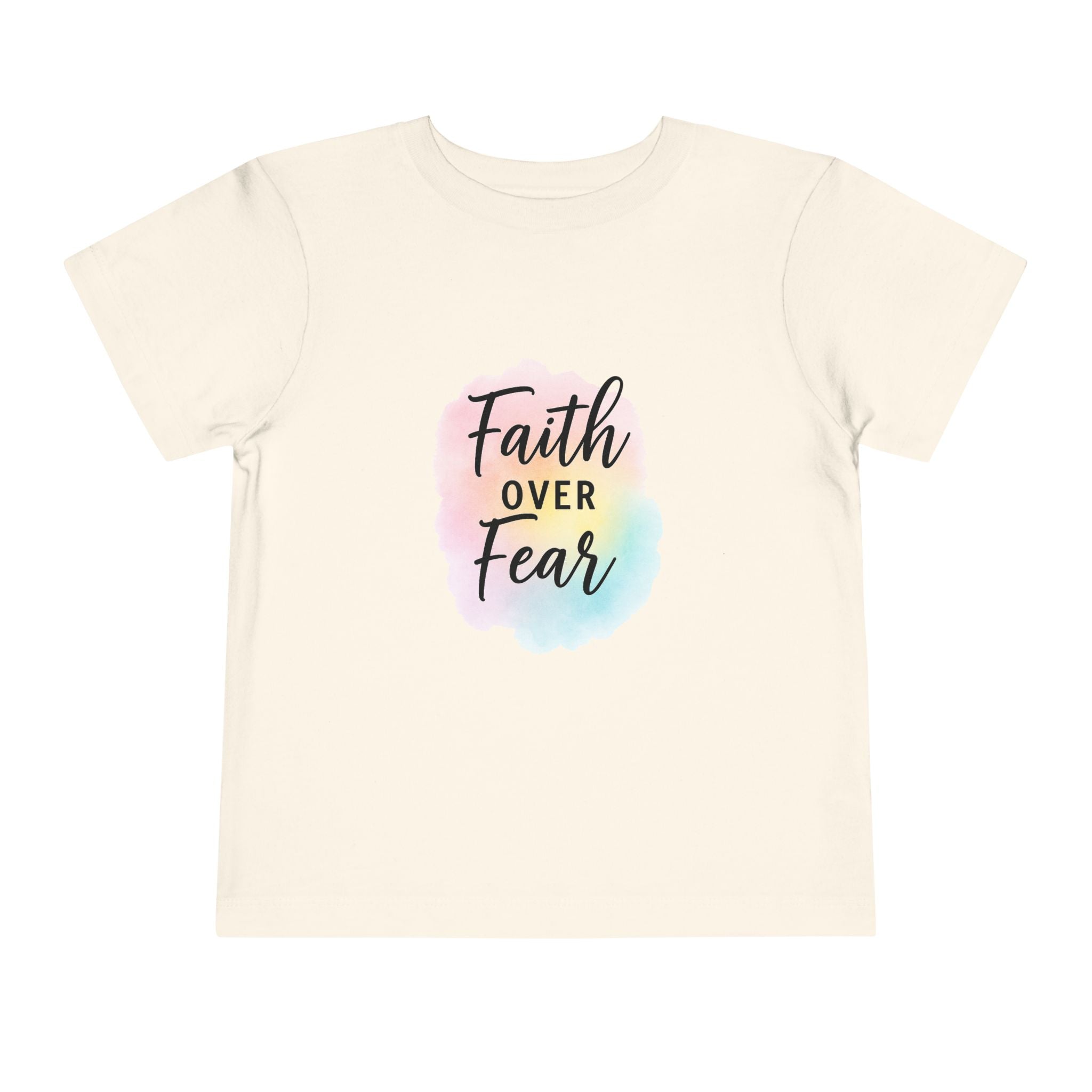 Faith Over Fear Toddler Tee — Pastel Watercolor Inspirational Kids Shirt