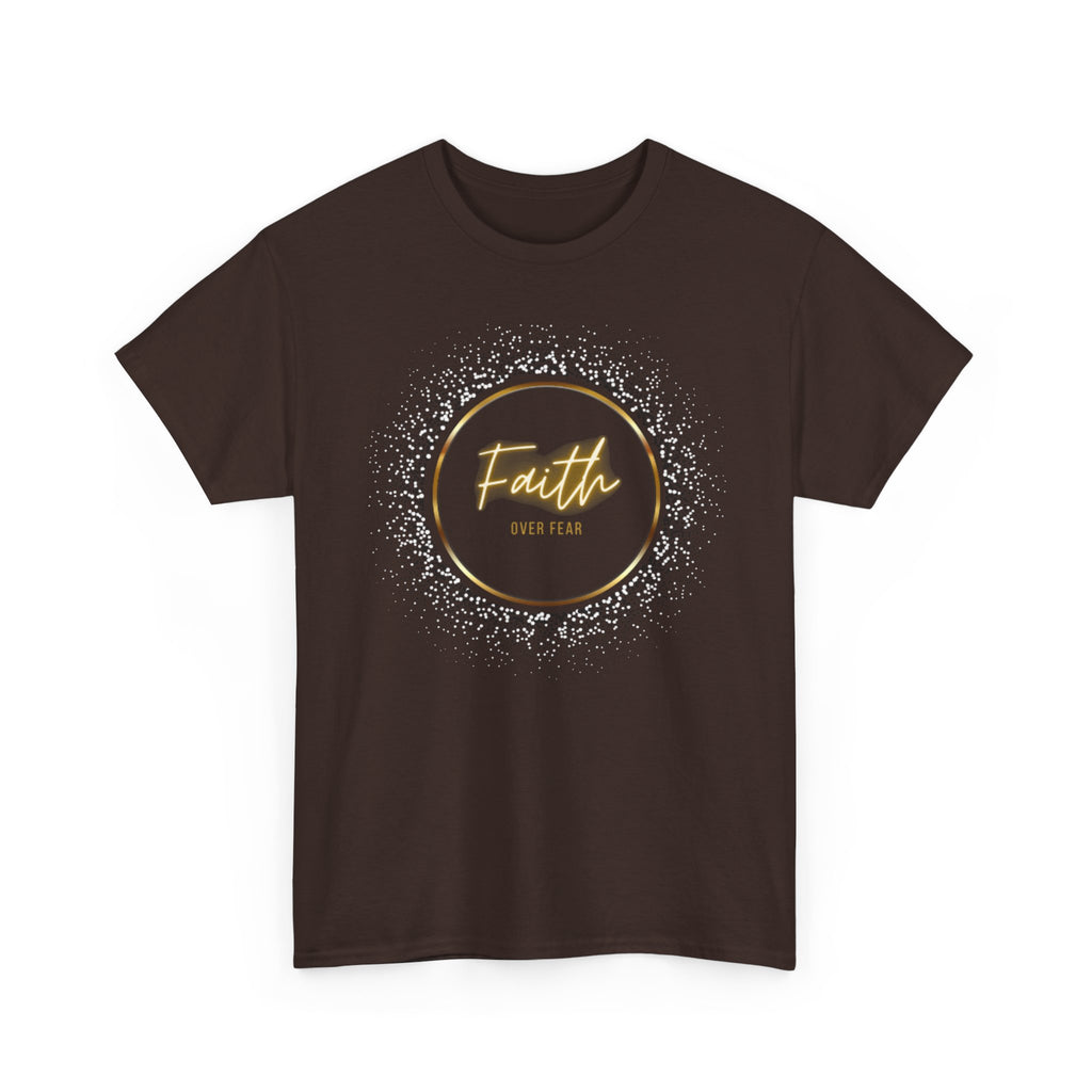 Friendship Circle Graphic Tee- 'Faith Over Fear' Gold Script Floral Badge
