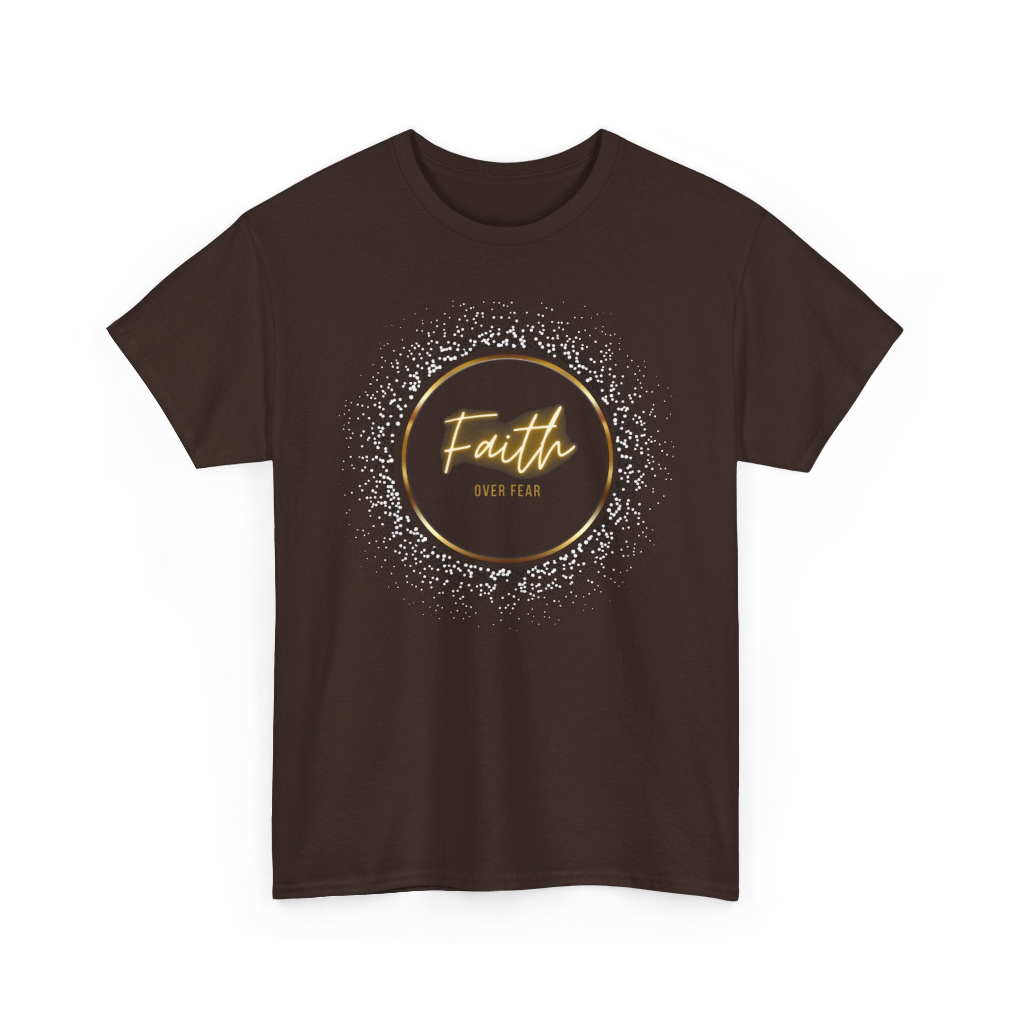 Friendship Circle Graphic Tee- 'Faith Over Fear' Gold Script Floral Badge