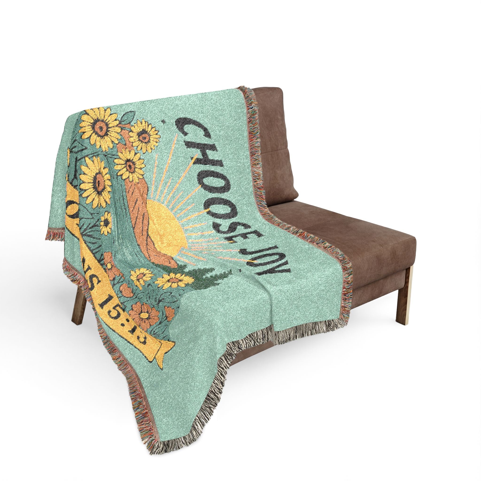 Choose Joy Woven Blanket — Romans 15:13 Sunflower Tapestry Throw