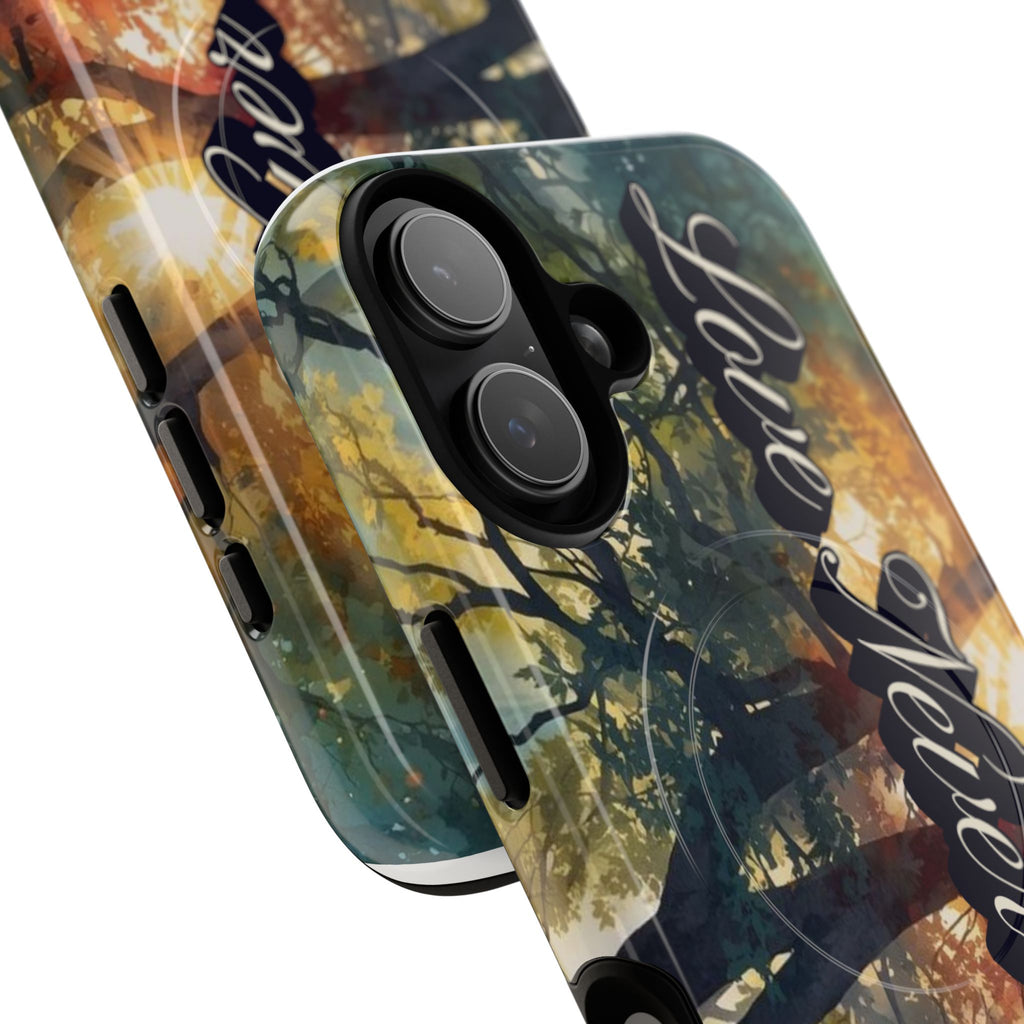 Tough Magnetic Case — 'Love Never Fails' Forest Sunset Phone Cover