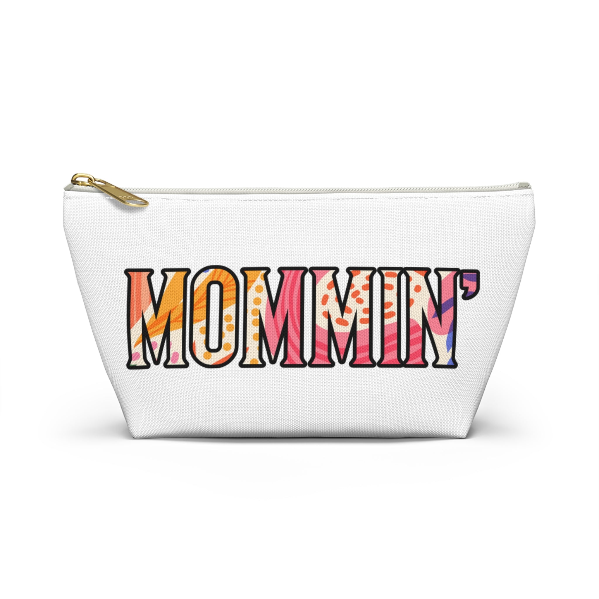 Mommin' Accessory Pouch — Floral Pattern T‑Bottom Makeup Bag