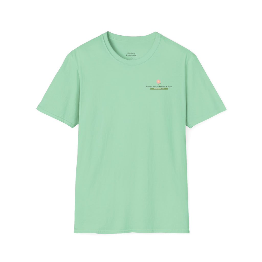 T-Shirt — 'Sunshine and Serendipity' Minimal Floral Chest Logo Tee