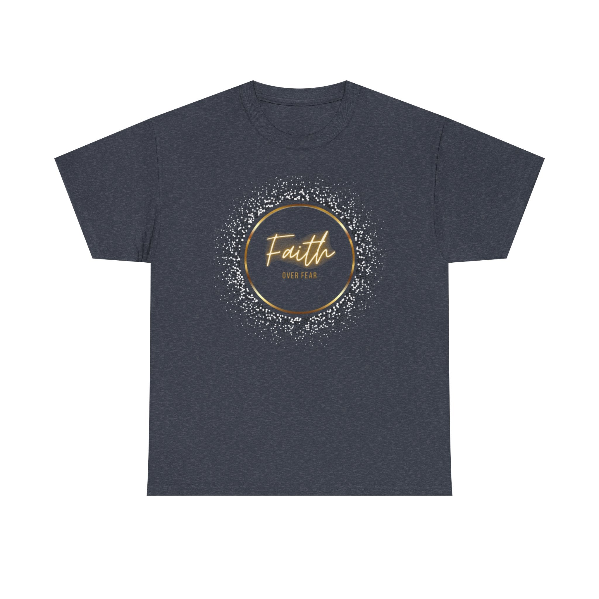 Friendship Circle Graphic Tee- 'Faith Over Fear' Gold Script Floral Badge